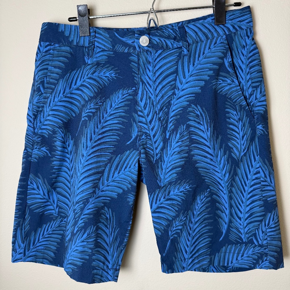 Bonobos Golf Shorts Mens 32x10 Navy Blue Tropical Palm Tree Pockets Preppy
